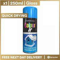 1 x 250ml Colour It Beautiful Blue Gloss Spray Car Van Bike Aerosol Paint