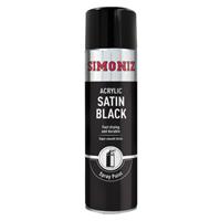 Simoniz Satin Black Acrylic Car Spray Paint Aerosol Smooth Finish 500ml