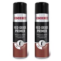 2 x Simoniz Red Oxide Primer Car Spray Paint Acrylic Aerosol Plastic Wood 500ml