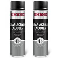 2 x Simoniz Clear Acrylic Lacquer Smooth High Gloss Aerosol Spray Paint 500ml