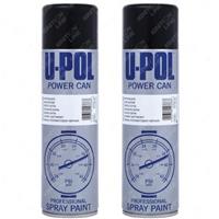 2 x Isopon U-Pol Powercan Satin Black Aerosol Top Coat Spray Paint Wheel 500ml