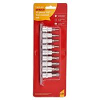 10pc MALE TORX SOCKET BIT SET 3/8" SQUARE DRIVE CHROME VANADIUM STAR AMTECH NEW