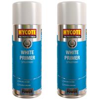 2 x Hycote White Primer Spray Paint Aerosol Car Multi-Purpose Preparation 400ml