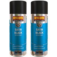 2 x Hycote Satin Black Spray Paint Aerosol Car Multi-Purpose Preparation 400ml