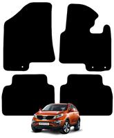 For Kia Sportage 2010 to 2015 Tailored Black Car Mats Carpets 4pc Set 3 Hole