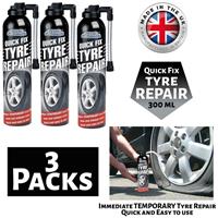 3 x QUICK FIX CAR EMERGENCY FLAT TYRE INFLATE PUNCTURE REPAIR KIT 300ml