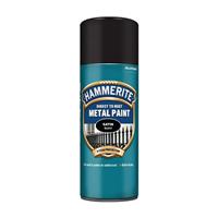 Hammerite Direct To Rust Satin Black Aerosol Quick Drying Spray Paint 400ml