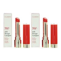Clarins Joli Rouge Lacquer Intense Colour Lip Balm 3g - 761L Spicy Chilli X 2