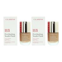 Clarins Everlasting Youth Fluid Foundation 30ml SPF 15 - 113 Chestnut x 2