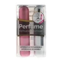 Pressit Twin Pack Refillable Perfume Spray Bottles - 2 x 4ml - Pink & Silver