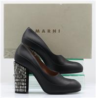MARNI EMBELLISHED HIGH HEEL WOMENS LEATHER PUMP UK 6 EU 39 BLACK RRP £695 AD