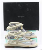 PATRIZIA PEPE WOMENS WRAPAROUND ROPE SANDALS UK 4 EU 37 BEIGE RRP £245 AD