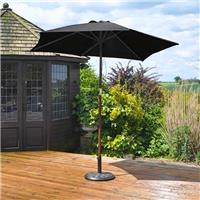 2.4m Garden Parasol Outdoor Umbrella Patio Sun Shade Black Canopy Wooden Large