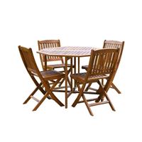 Garden Gear 4 Seat Acacia Wood Dining Set Outdoor Dining Foldable Table & Chairs