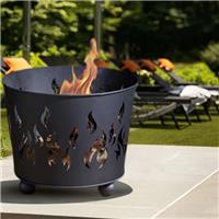 Garden Fire Pit Basket Round Black Outdoor Heater Log Burner Brazier Flame 39cm