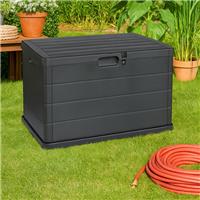 200L Large Anthracite Lockable Garden Cushion Box Outdoor Storage Chest Handles