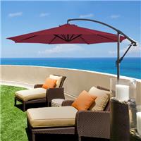 3M Garden Parasol Sunshade Patio Banana Crank Cantilever Hanging Rattan Umbrella