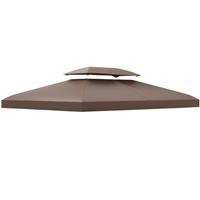 Outsunny 3x4m Gazebo Replacement Roof Canopy 2 Tier Top UV Cover Patio Brown