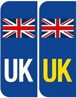 2 UK number Plate Stickers for EU Europe - Road Legal Car Badge