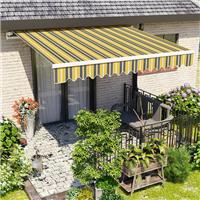 2.5 x 2M Manual Awning Retractable Canopy Garden Sun Shade Outdoor Yellow Stripe