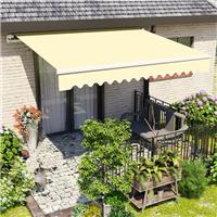 2.5m x 2m Manual Awning Retractable Patio Canopy Garden Sun Shade Outdoor Cream