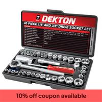 Professional 40pc 1/4" & 3/8" socket driver set metric imperial ratchet bolts