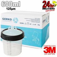 Gerko Paint Cups System 600ml x 50 Lids|Liners|1x Outer 125ppu PPS Spray Mixing