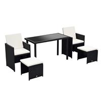 Outsunny 5 Pieces Rattan Garden Furniture Sofa Set w/ Table Chair Footrest Black