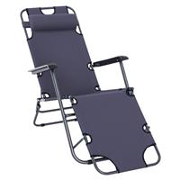 Outsunny 2 in 1 Outdoor Folding Sun Lounger w/ Adjustable Back and Pillow Grey