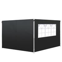Outsunny Gazebo Replacement Exchangeable Wall Panels w/ Window, Black