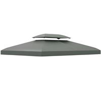 Outsunny 3x4m Gazebo Replacement Roof Canopy 2 Tier Top UV Cover Dark Grey
