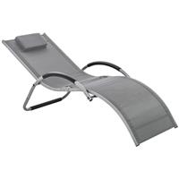 Outsunny Sun Lounge Recliner Lounge Chair Design Ergonomic w/ Pillow Dark Grey