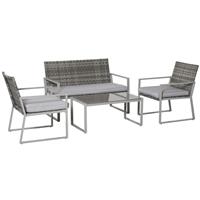 Outsunny 4PCS Outdoor Patio PE Rattan Wicker Sofa Chaise Lounge Furniture Set