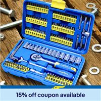 Goodyear 130pc Socket Set + Screwdriver Bits Including 72-teeth Ratchet Handle