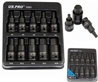 US Pro 10pc Impact Hex Socket Bit Set 1/2'' Drive 4mm to 19mm Allen Key Sockets
