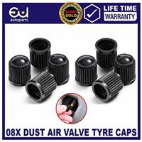 8x DUST AIR VALVE TYRE CAP BLACK PLASTIC COVERS CAR BIKE WHEEL & MOTORBIKE NEW