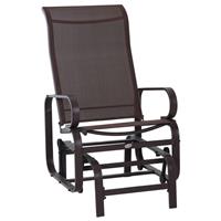 Outsunny Outdoor Gliding Rocking Chair w/ Metal Frame for Patio, Garden, Brown