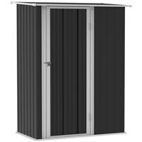 Outsunny Outdoor Storage Shed Steel Garden Shed w/ Lockable Door Dark Grey
