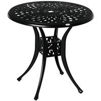 Outsunny 78 cm Round Garden Dining Table with Parasol Hole, Black