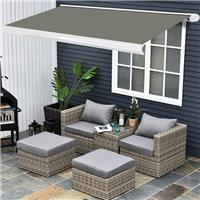 3x2.5m Retractable Full Cassette Manual Garden Patio Awning UV Sun Shade Grey