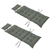 Outsunny 2 Pieces Patio Chair Cushion Set, High Back Seat Pads with Pillow, Grey