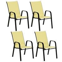 Outsunny Set of 4 Garden Dining Chair Set Outdoor w/ High Back Armrest Beige