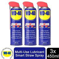 WD-40 Smart Straw Triple Pack, 3x WD40 450ml Multi-Use Lubricant