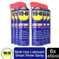WD-40 Multi-Use Lubricant Smart Straw 6pack, x6 WD40 450ml Multi-Purpose Spray