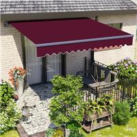 2x1.5m Manual Awning Canopy Patio Garden Sun Shade Retractable Shelter Wine Red