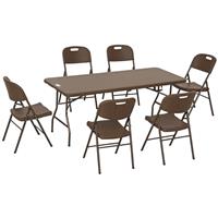Outsuny HDPE Molding Design Resin Rattan Dining Set, Foldable Table & Chairs