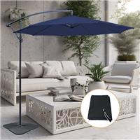 3m Banana Parasol Garden Patio Cantilever Umbrella Sun Shade w/ Base Cover Blue