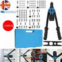 Professional 110PCS Hand Nut Tool M3- M12 Repair Kit Riveter Rivnut Gun Mandrels