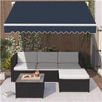 3.5x2.5m Patio Retractable Manual Awning Garden Sun Shade Canopy Shelter Blue