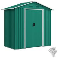 Outsunny 6.5x3.5ft Metal Garden Shed for Garden and Outdoor Storage, Green